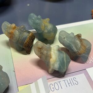 Blue onyx Crystal Elephant Carving